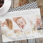 Tarjeta De Agradecimiento Baptismo Moderno y simple foto de Moda<br><div class="desc">Este diseño simple y clásico está compuesto por tipografía de la síspera y agrega una foto personalizado. La espalda tiene un patrón de cheurón. Este diseño es moderno,  moda,  lúdico y divertido.</div>