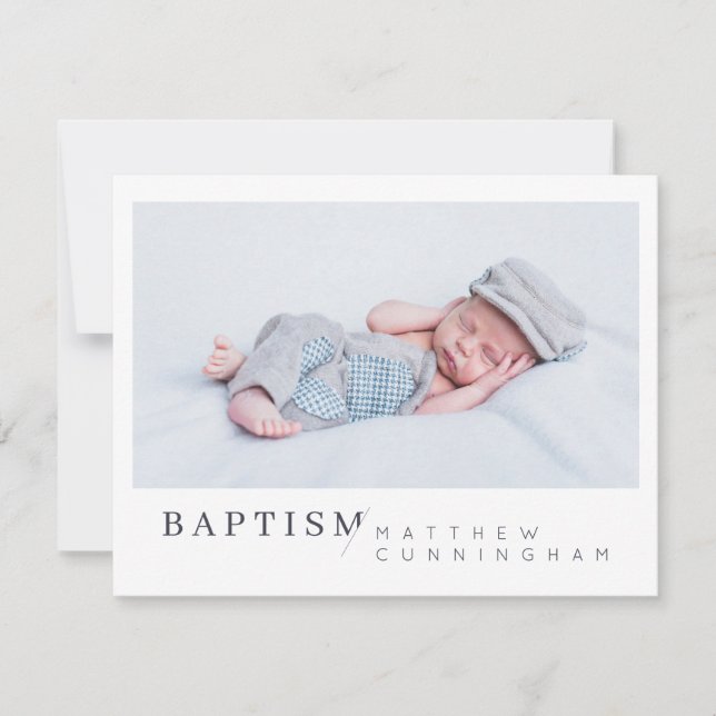 Tarjeta De Agradecimiento Baptismo Para Su Moderna Foto De Personalizado Min (Anverso)