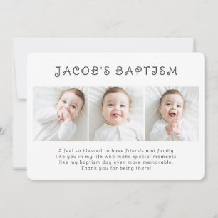 Tarjeta De Agradecimiento Baptismo Simple Moda Moderna Tres Foto