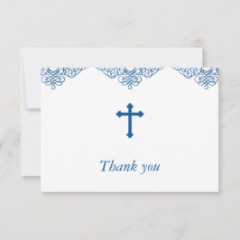 Tarjeta De Agradecimiento Baptismo y cristianismo azul gracias