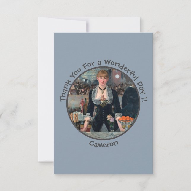 Tarjeta De Agradecimiento Bar Manet en la colección de Fiestas Folies-Bergèr (Anverso)