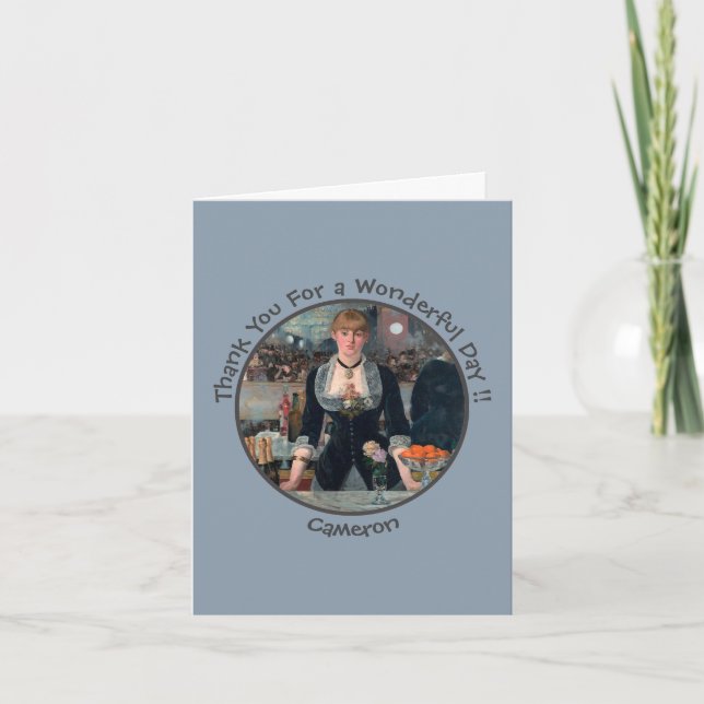 Tarjeta De Agradecimiento Bar Manet en la colección de Fiestas Folies-Bergèr (Anverso)