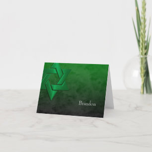 Tarjeta De Agradecimiento Bar Mitzvah Estrella Verde de David Ombre