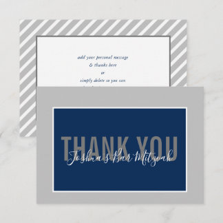 Tarjeta De Agradecimiento BAR MITZVAH GRACIAS moderno minimalista gris marin