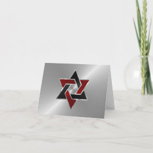 Tarjeta De Agradecimiento Bar Mitzvah Plata Negro Estrella de David
