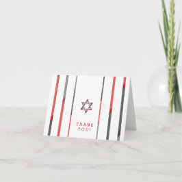 Tarjeta De Agradecimiento Bar moderno Mitzvah Gracias Cartas | Rojo y Negro