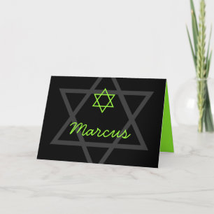 Tarjeta De Agradecimiento Bar negro y verde Mitzvah Gracias