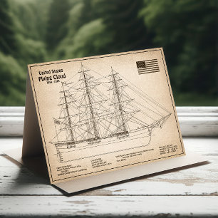 Tarjeta De Agradecimiento Barco Clipper Flying Cloud - Plano del barco SD