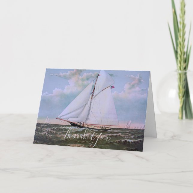 Tarjeta De Agradecimiento Barco de vela antiguo (Anverso)