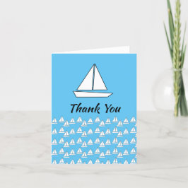 Tarjeta De Agradecimiento Barco de vela azul y blanco