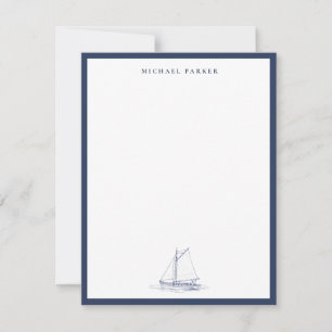 Tarjeta De Agradecimiento Barco de vela náutico azul y blanco