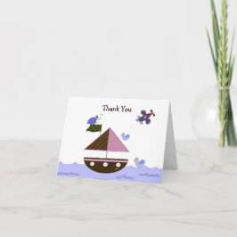 Tarjeta De Agradecimiento Barco de vela y avión Gracias