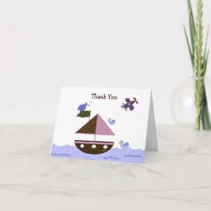 Tarjeta De Agradecimiento Barco de vela y avión Gracias