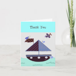 Tarjeta De Agradecimiento Barco de vela y avión Gracias