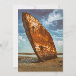 Tarjeta De Agradecimiento Barco naufragado en una playa