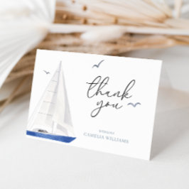 Tarjeta De Agradecimiento Barco náutico mínimo Baby Shower Ahoy Boy
