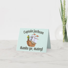 Tarjeta De Agradecimiento Barco Pirata Cumpleaños Infantil 