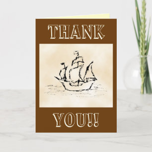 Tarjeta De Agradecimiento Barco pirata. Fondo del patrón de pergamino.