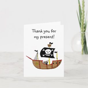 Tarjeta De Agradecimiento Barco pirata, gracias por mi regalo