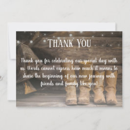 Tarjeta De Agradecimiento Barn y Boots Rustic Cowboy Boda occidental