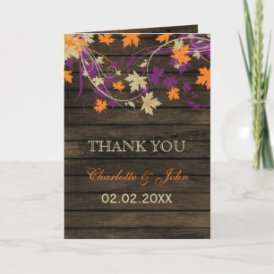 Tarjeta De Agradecimiento Barnwood Cae de ciruela rústica boda Gracias