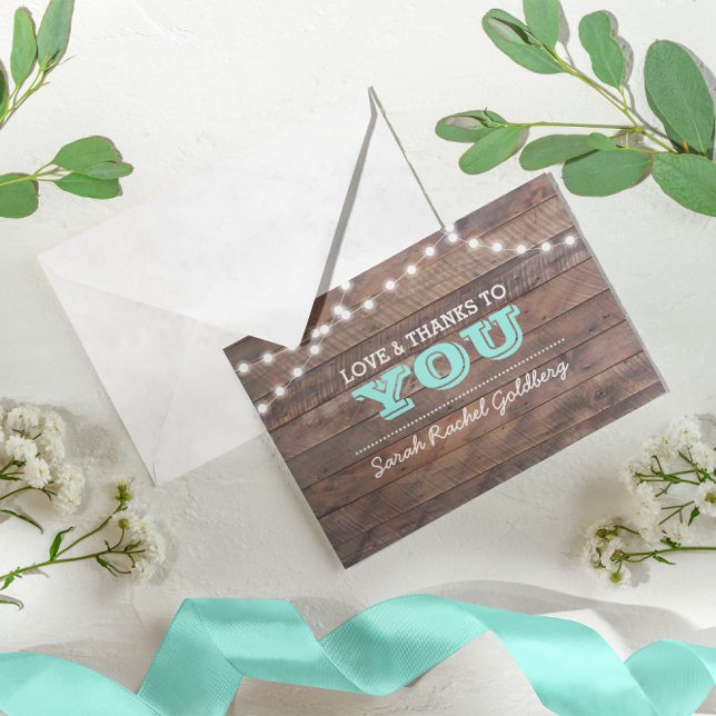 Tarjeta De Agradecimiento Barnwood Lights Verde azulada Bat Mitzvah Gracias  (Subido por el creador)