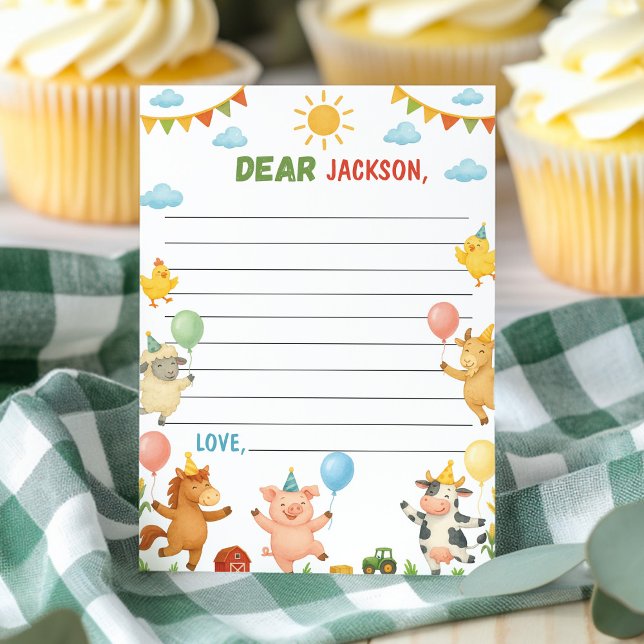 Tarjeta De Agradecimiento Barnyard Animals Time Capsule Note Message Card (Subido por el creador)