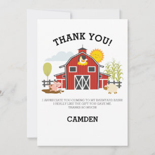Tarjeta de agradecimiento Barnyard Bash