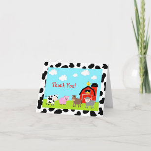 Tarjeta De Agradecimiento Barnyard Farm Animals Folded Gracias Cartas De Not