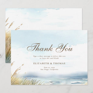 Tarjeta De Agradecimiento Barrera de playa silvestre Boda elegante de arte o