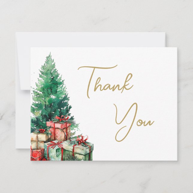 Tarjeta De Agradecimiento Barrio elegante del Árbol de Navidad (Anverso)
