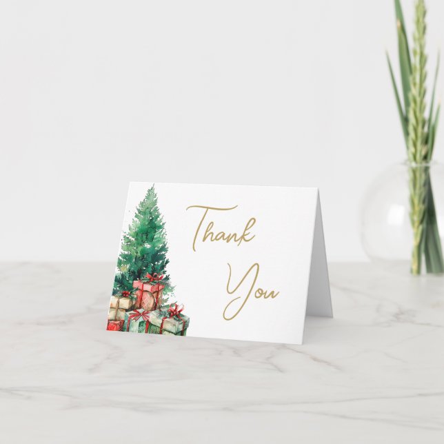 Tarjeta De Agradecimiento Barrio elegante del Árbol de Navidad (Anverso)