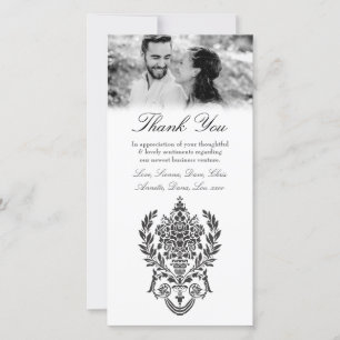Tarjeta De Agradecimiento Barroco blanco negro Gracias Acuerdo comercial