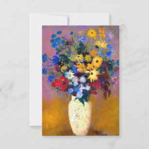 Tarjeta De Agradecimiento Base blanca con flores Odilon Redon