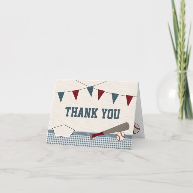 TARJETA DE AGRADECIMIENTO BASEBALL BABY SHOWER GRACIAS (Anverso)