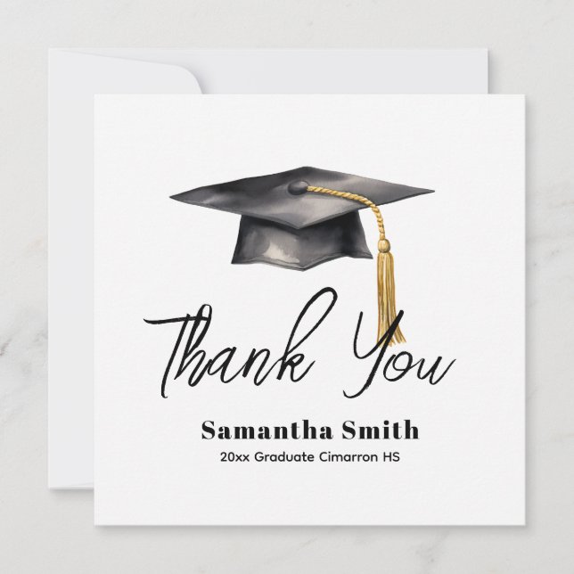 Tarjeta De Agradecimiento Basic Graduation Party Flat Thank You Card (Anverso)