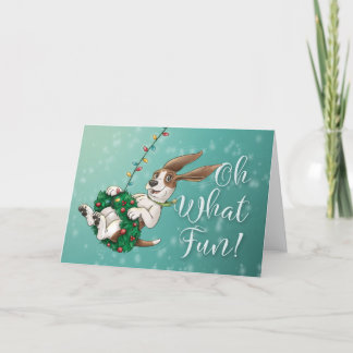 Tarjeta De Agradecimiento Basset Hound Holiday Card - ¡Qué Diversión!