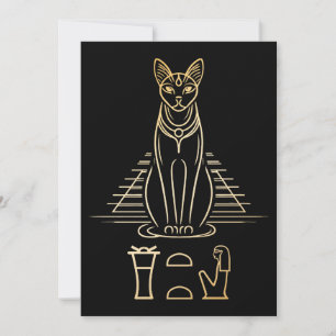Tarjeta De Agradecimiento Bastet con nombre en jeroglíficos y pirámide de Eg