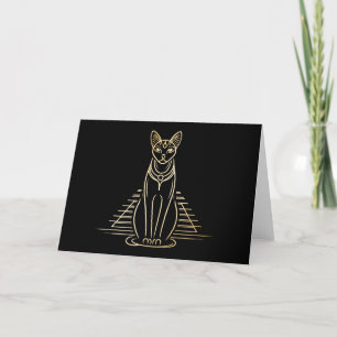 Tarjeta De Agradecimiento Bastet, diosa gata egipcia frente a una pirámide