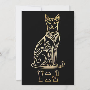 Tarjeta De Agradecimiento Bastet, Diosa Gata Egipcia. Nombre en jeroglíficos