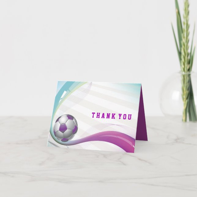 Tarjeta De Agradecimiento Bat Mitzvah, CHICA DE FÚTBOL (Anverso)