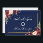 Tarjeta De Agradecimiento Bat Mitzvah Floral Burgundy Gold<br><div class="desc">Bat Mitzvah Watercolor Borgoña Marsala Floral Gold Tarjeta de agradecimiento</div>