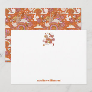 Tarjeta De Agradecimiento Bat Mitzvah Personalizado, Naranja hippie de paz d