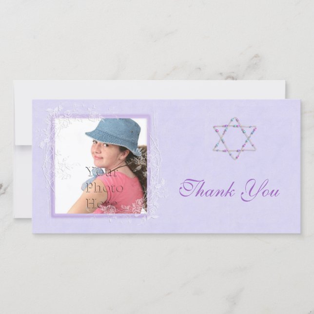Tarjeta De Agradecimiento Bat Mitzvah Purple (Anverso)