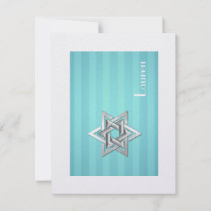 Tarjeta De Agradecimiento Bat Mitzvah Star of David Turquoise Gracias Tarjet