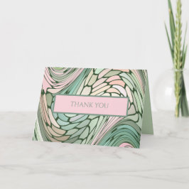 Tarjeta De Agradecimiento Bat simple moderno Mitzvah rosa y verde