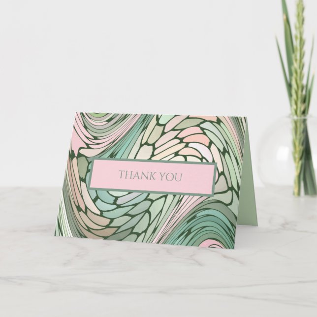 Tarjeta De Agradecimiento Bat simple moderno Mitzvah rosa y verde (Anverso)