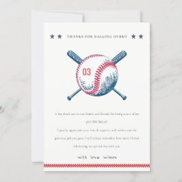 Tarjeta De Agradecimiento Bate de Béisbol Rojo de la Marina Lindo Cumpleaños