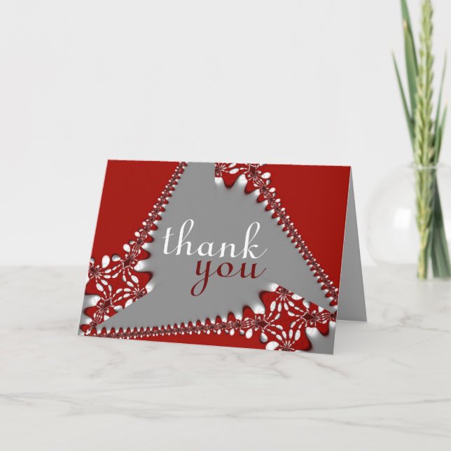 Tarjeta De Agradecimiento Batik Red Silver Gracias Gracias Gracias MGracias  (Anverso)