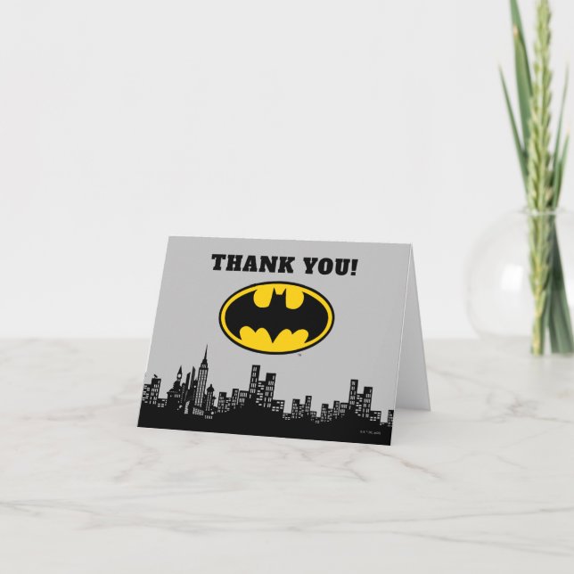 Tarjeta De Agradecimiento Batman Ciudad de Gotham | Cumpleaños Gracias (Anverso)